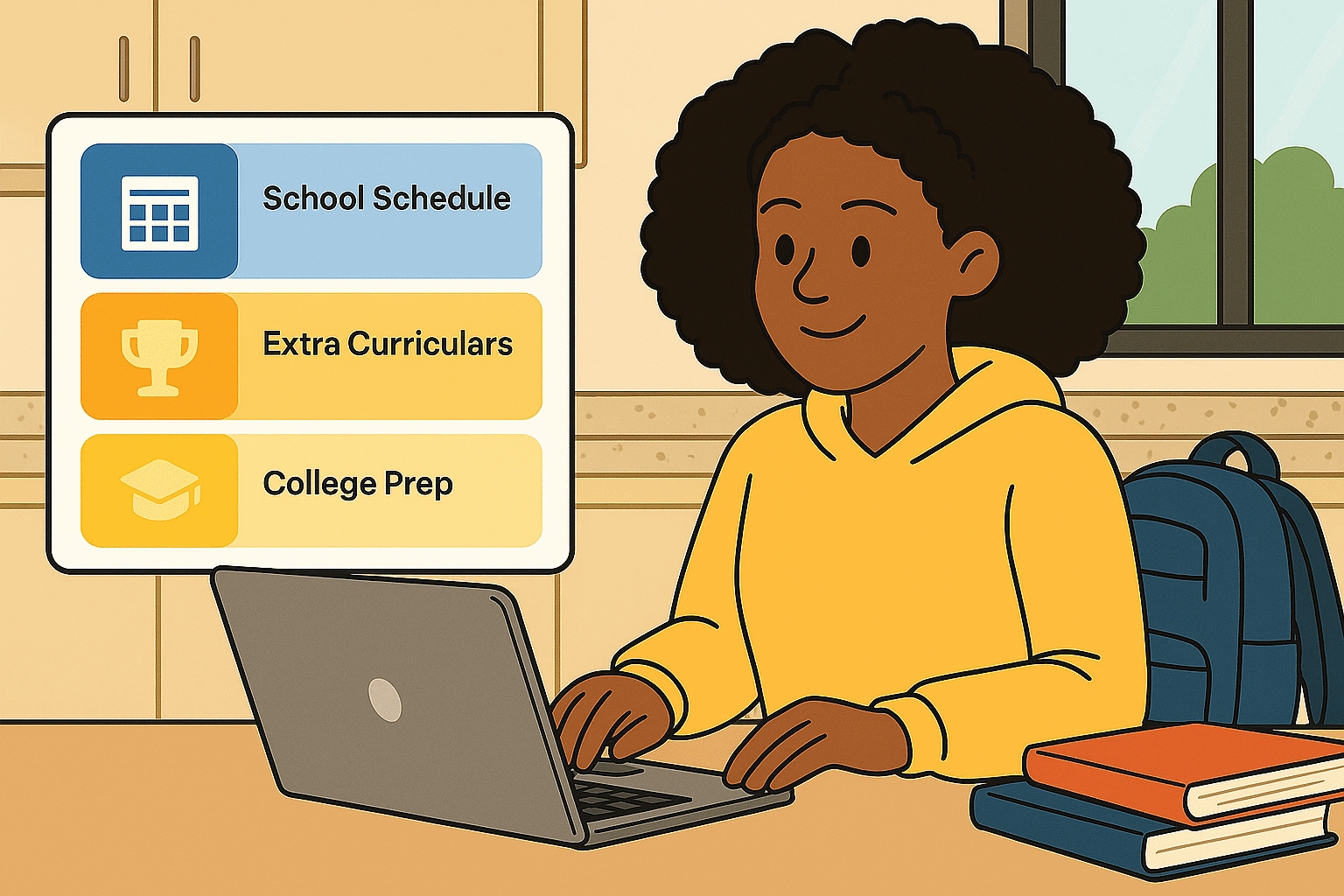 Teenager organizing school and activity schedules on laptop at kitchen table